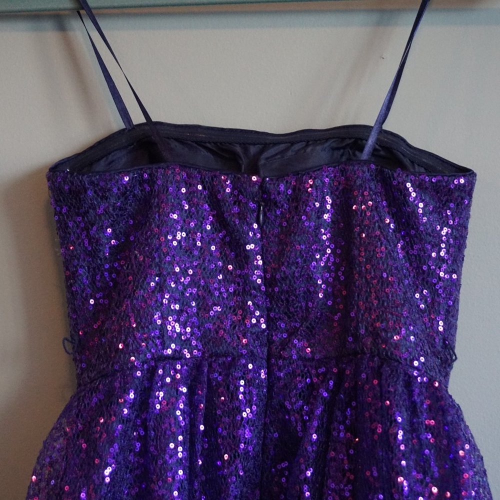 Hailey Logan by Adrianna Papell Purple Sequins Strapless Bodice Dress size 3/4 - Picture 7 of 10